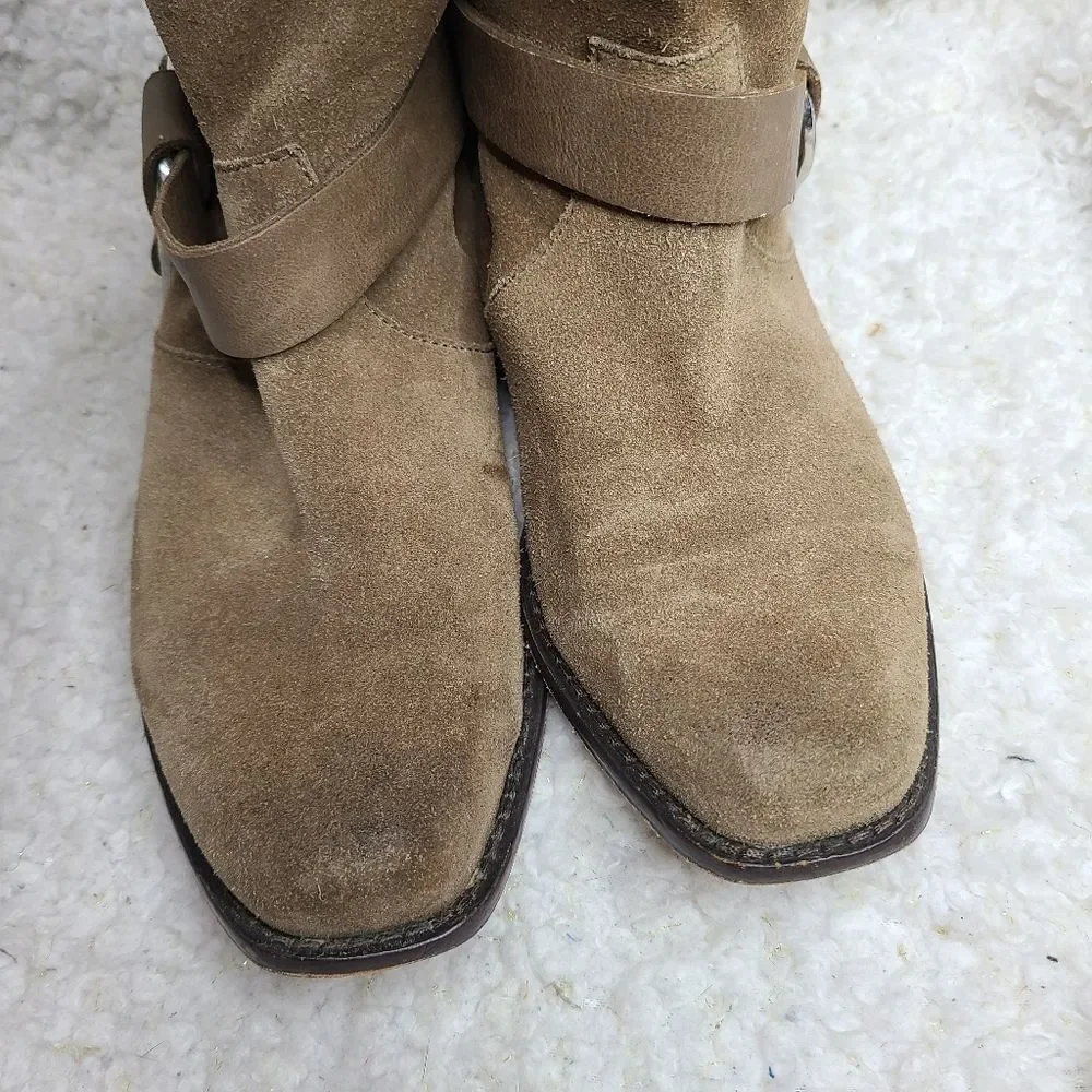 Joe's Jeans Tan‎ Suede Slouchy Western Inspired Harness Ankle Boots